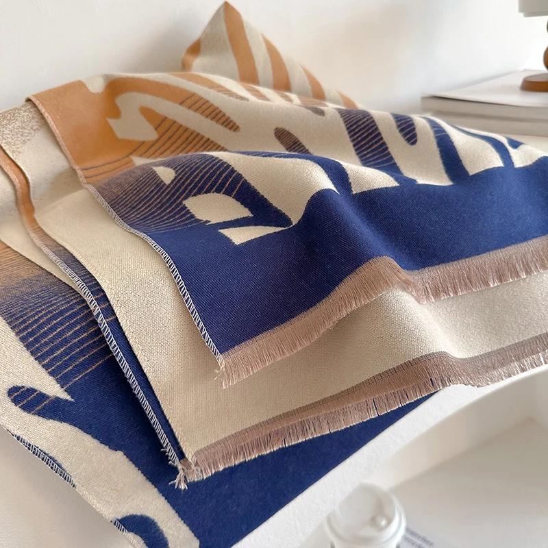 2025 NEW Brand Women Two-Sided Print Scarf Imitation Cashmere Soft Warm Pashmina Shawl Winter Coldproof Windproof Blanket Scarf