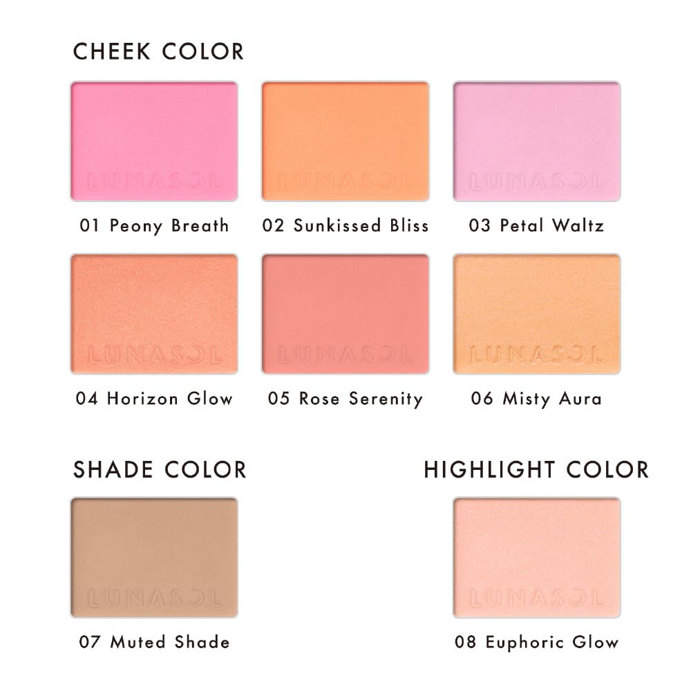 LUNASOL Coloring Breeze 03 Cheek 5.5g Petal Waltz: A cheek color that enhances the beauty of the skin with a light, healthy flush. The vibrant color p