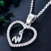 Heart Letters 26 Love Crystal Women Silver Plated Chain Jewelry Necklace