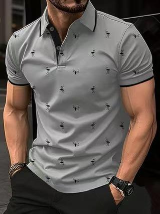Sommer Europäische und Amerikanische Herrenmode Personalisierter Bedruckter Streetwear Kragen Kurzärmeliges Polo Top