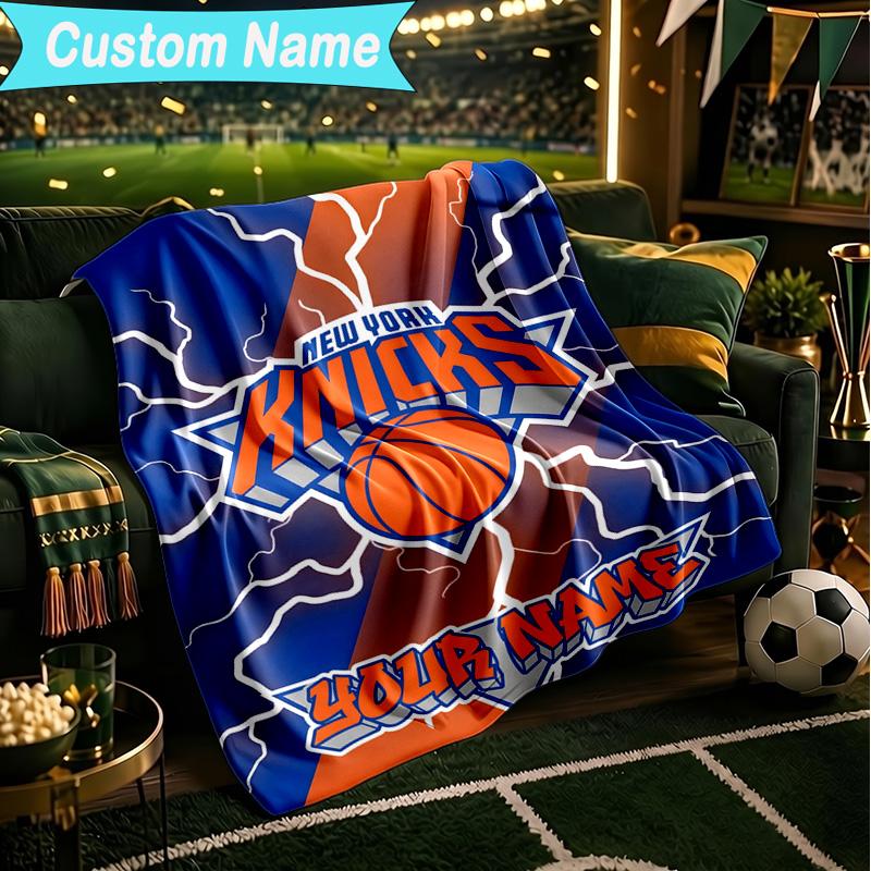 1PC Custom Name Blanket New York Football Flannel Blankets Patterns Throw Blanket All-Season Soft Gift for Couch, Bed, Camping, Birthday Gifts