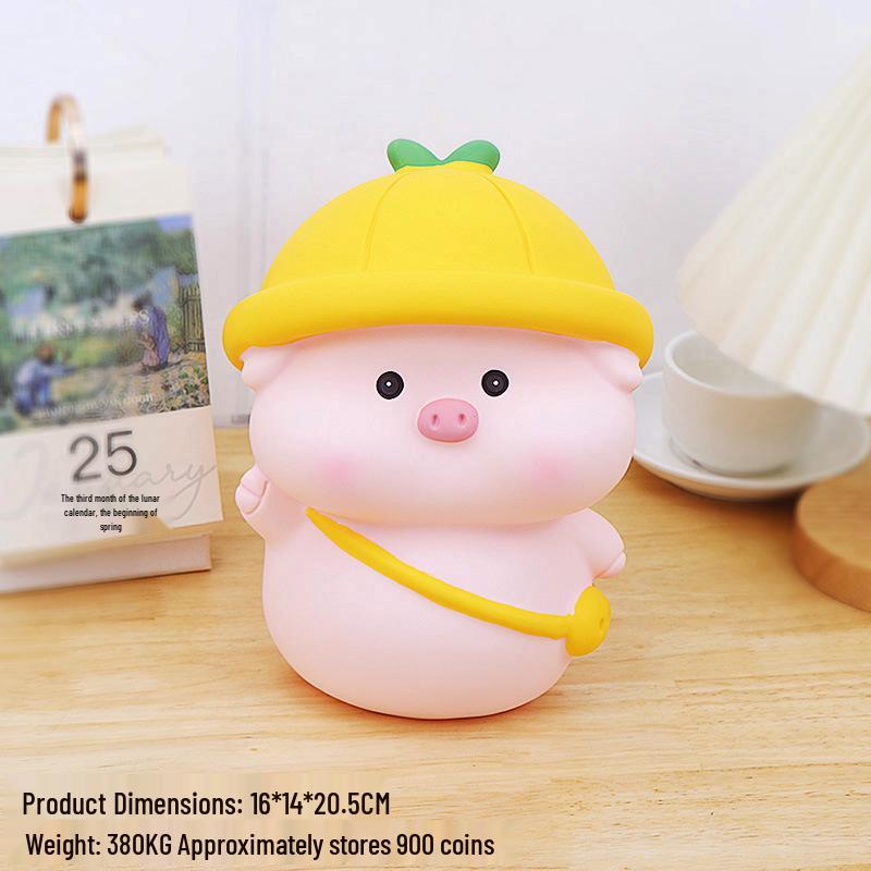 Korean Cute Pig Children's Money Box | Internet Celebrity Cartoon Drop-Proof Silicone Piggy Bank Ornament