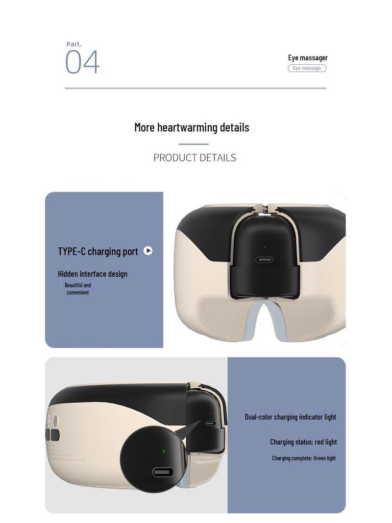 Rechargeable Eye Massager with Heat & Smart Massage for Eye Fatigue Relief