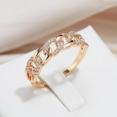 Kinel Sparkling Natural Zirconia Chain Ring For Women Party Wedding Fine Jewelry