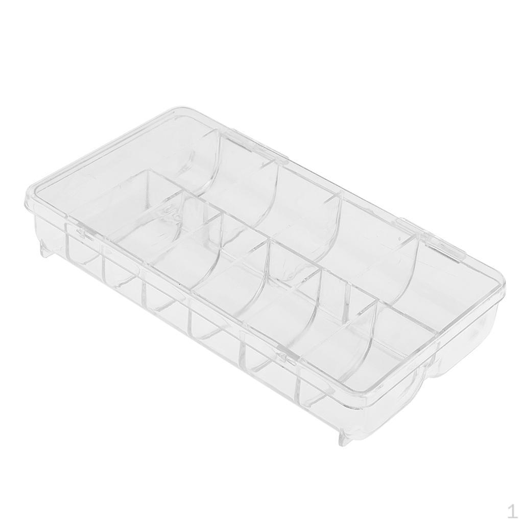 Clear Empty 10 Compartments False Nail Storage Box Container Case Stickers Gems