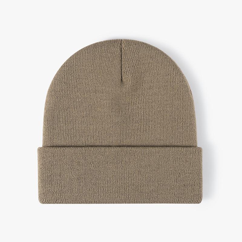 Unisex Winter Warm Ribbed Knitted Hat Acrylic Beanie with Custom Logo Digital Printing Solid Color and Cuffed Design