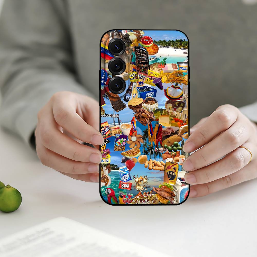 Venezuela Aesthetic Art Phone Case Silicon Phone Case For Samsung S24, S25 S22,S30,Note20,Lite,Ultra,Shockproof, Black,Case