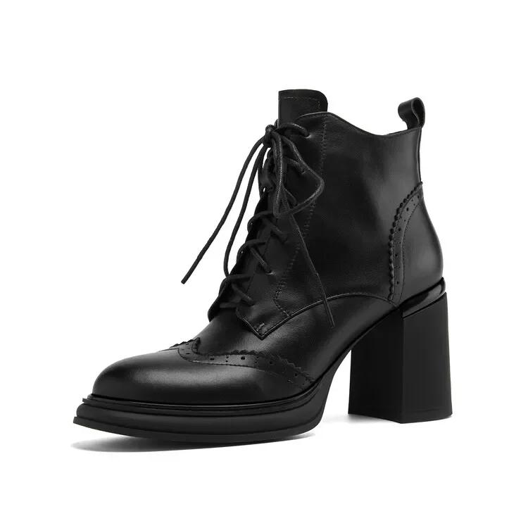 

Мода НОВЫЕ Весенние Туфли Женские Туфли с Круглым Носком на Толстом Каблуке Ботильоны из Спилковой Кожи для Женщин Ботильоны на Высоком Каблуке и Платформе Элегантные Женские Туфли 40