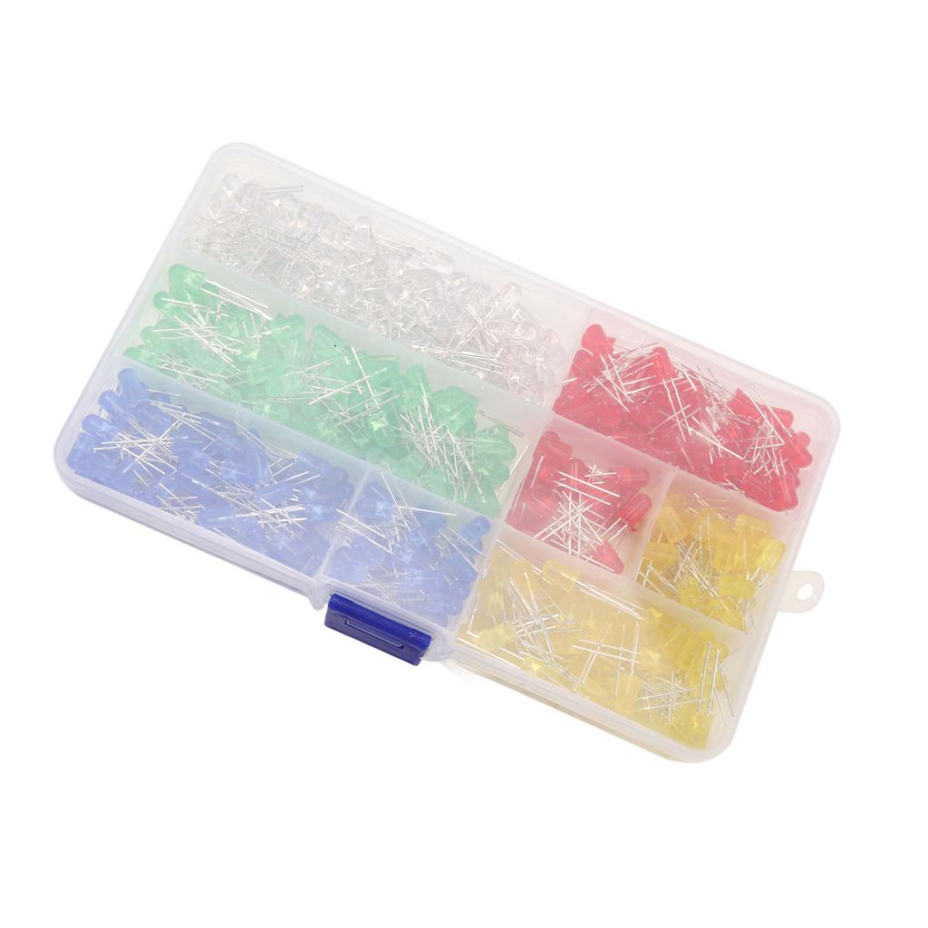 500Pcs LED Light Emitting Diode 5mm Variety Color Electronics Components for DIY Signal Indicator