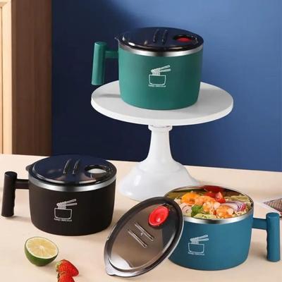 Leakproof Ramen Bowl Stainless Steel Salad Bowl Portable Udon Soup Bowl