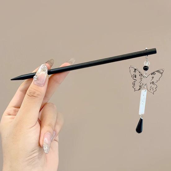 Chinese Ancient Style Hair Stick Metal Pendant Tassel Handmade Hair Chopstick Women Fringe Design Updo Hairstyle Accessory