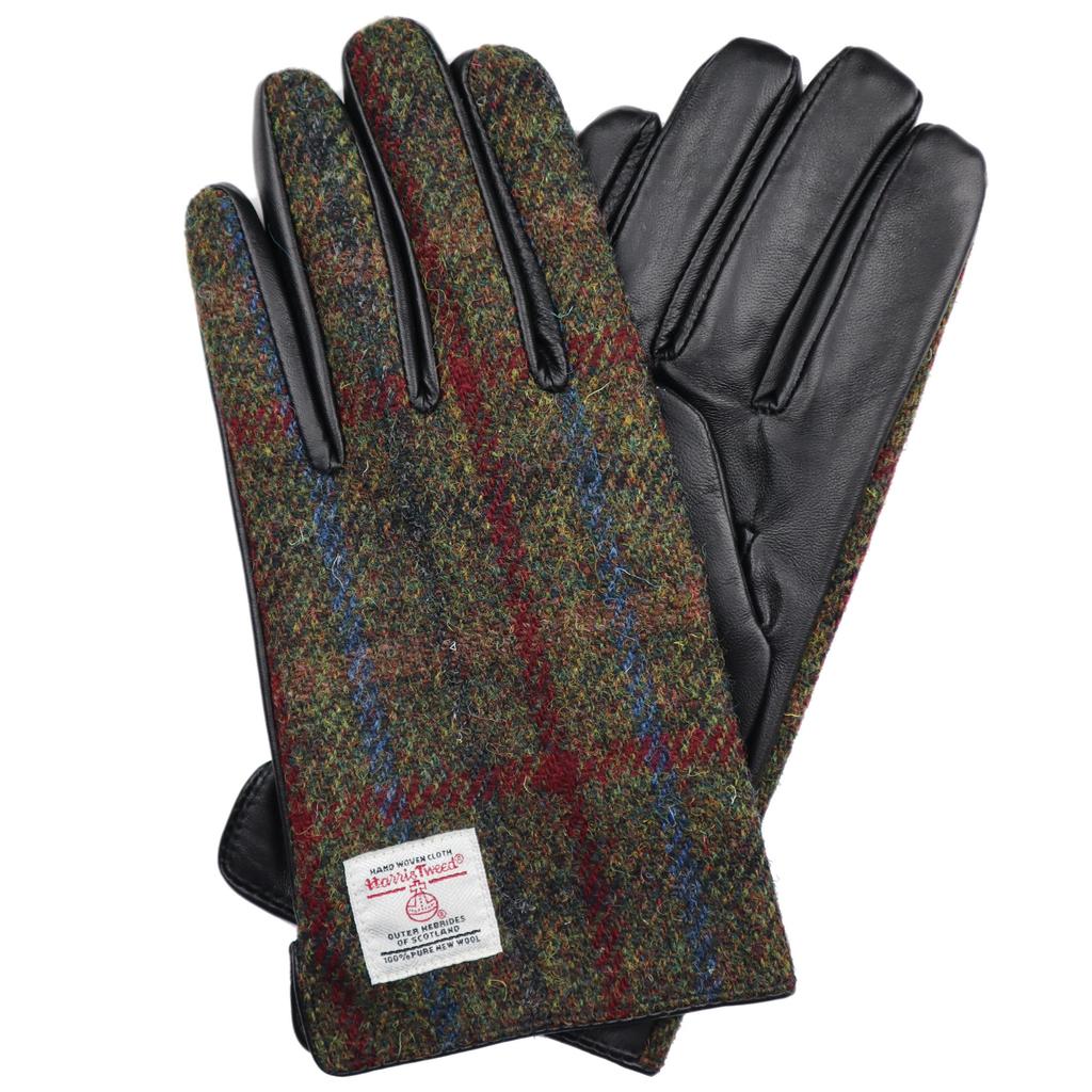 7th HEAVEN Harris Tweed Leather Gloves Men's Smartphone-Compatible AY-15AWGL-002 (Bordeaux)
