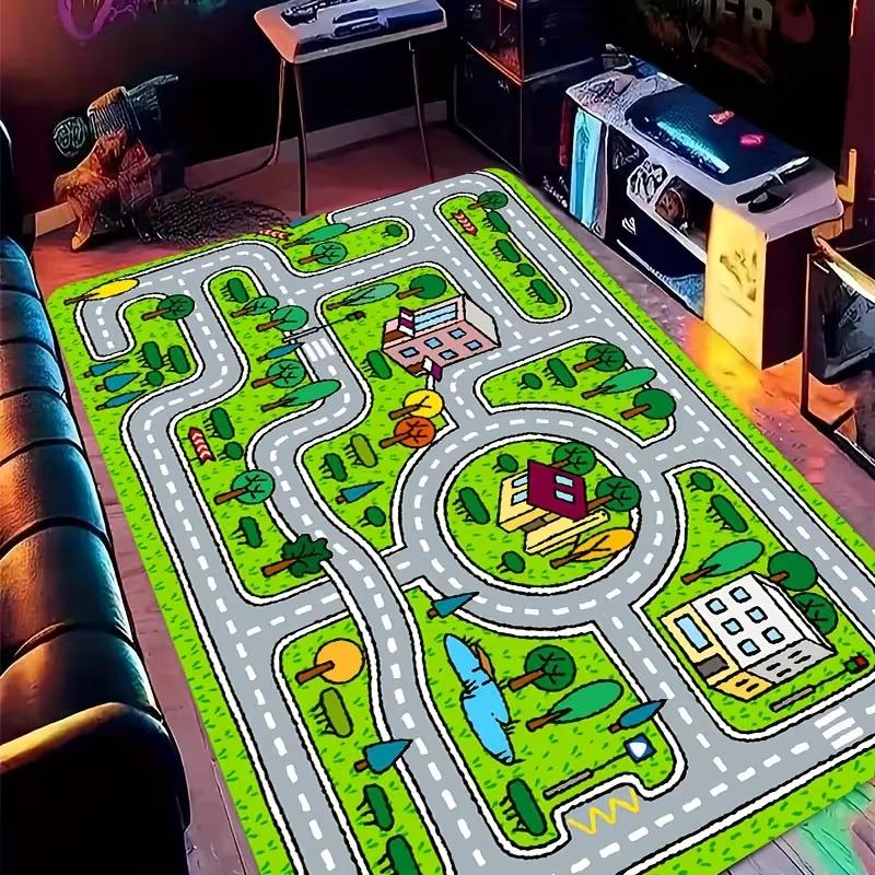 City Traffic Pattern Interactive Rug Living Room Bedroom Kid Playmat Parent Child Activity Carpet Educational Floor Mat Gift