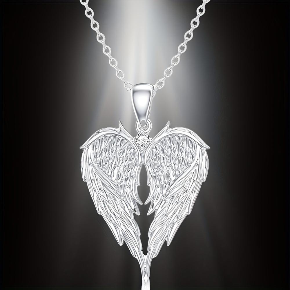 

New Creativity Angel Wing Heart Shaped Pendant Necklace Female Exquisite Elegant Versatile Banquet Party Daily Wear Zircon Gift