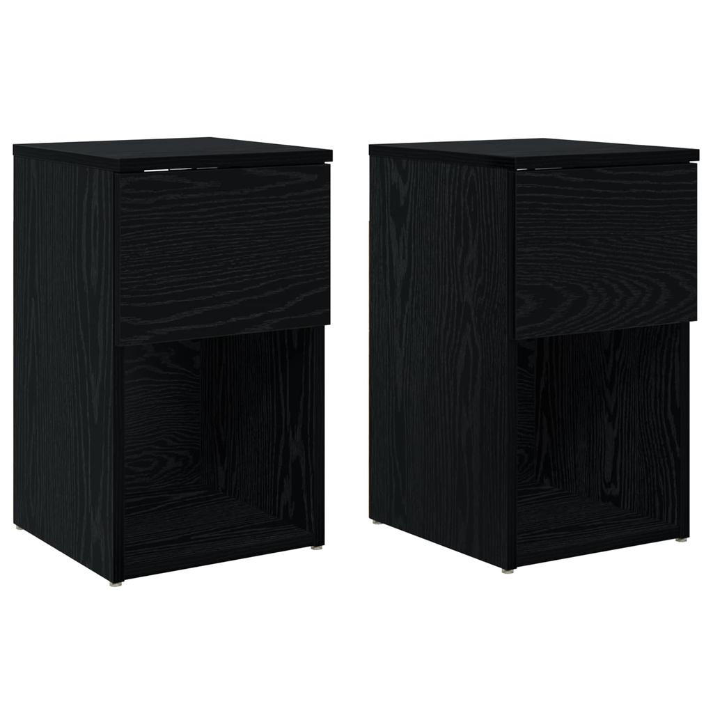 Bedside Cabinet 2 Pcs Black Oak 29 X 31.5 X 49 Cm