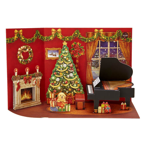 Sanrio Christmas Card Melody Card Red Room and Piano Contains 4 Piano Melodies Greeting Card Can be shipped overseas JXPM 2-3 SANRIO 526860