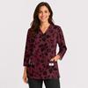 Women's Printed Top V-Neck 3/4 Sleeve with Double Pockets and Side Slits