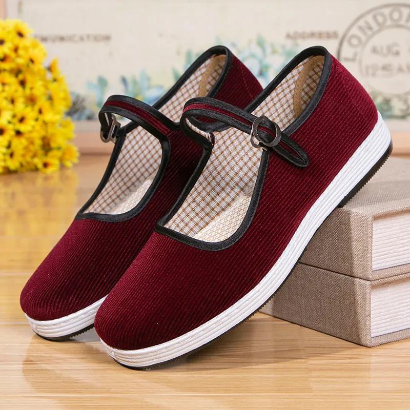 Women Cute Round Toe Wine Red Spring Slip On Anti Skid Buckle Strap Flat Shoes Lady Vintage Summer Black Shoes Ba443
