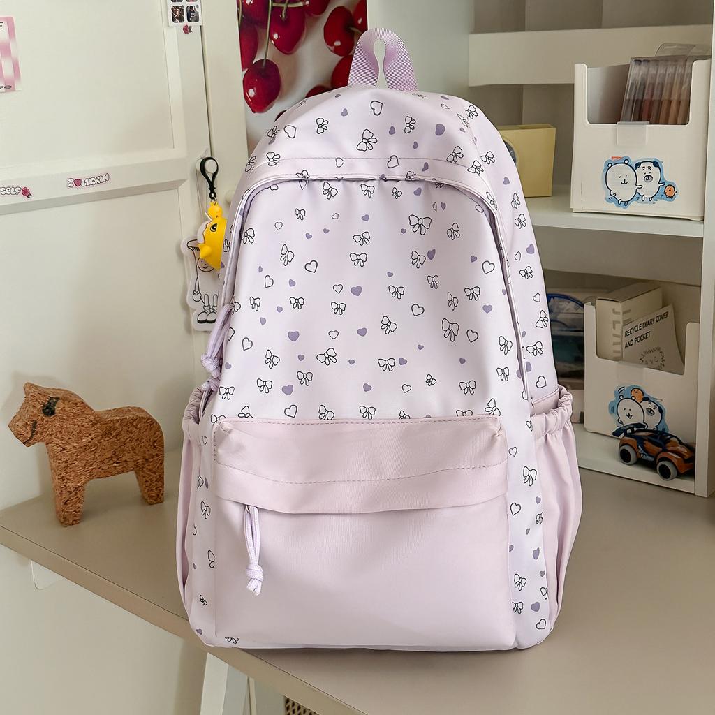 Schoolbag Korean Sweet Bow Backpack Female Student Schoolbag Junior High School High School Student Large Capacity Cute College Style Backpack