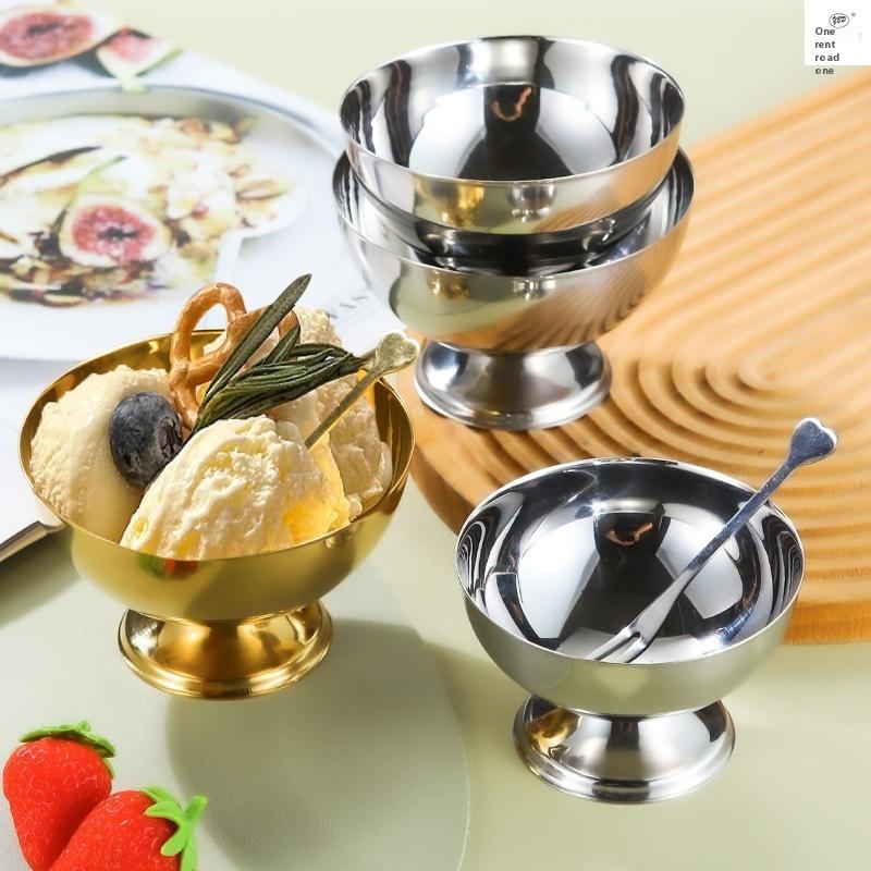 1PC Ice Cream Stainless Steel Stainless Steel Salad Cup Salad Cup Reusable Fruit Candy Dessert Bowls Kitchen Barware Set