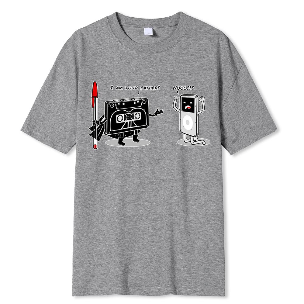 Baumwoll-T-Shirt Ich bin dein Vater Lustiges Vintage-Bedrucktes T-Shirt für Männer Frauen Hochwertiges Baumwoll-T-Shirt 80er 90er Kassette MP3 Griff T-Shirt