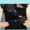 Damen Pu-Leder Touchscreen-Handschuhe Mit Schleife Spitze Für Den Winterlichen Arbeitsweg