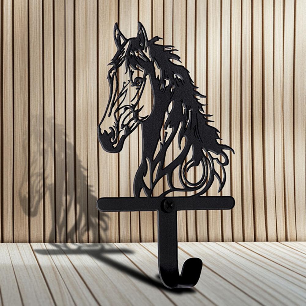 Hat Hook Wall Mount Multi Functional Wall Hanger Horse Silhouette Wall Mounted Iron Hook Black Horse Walls Hooks coats