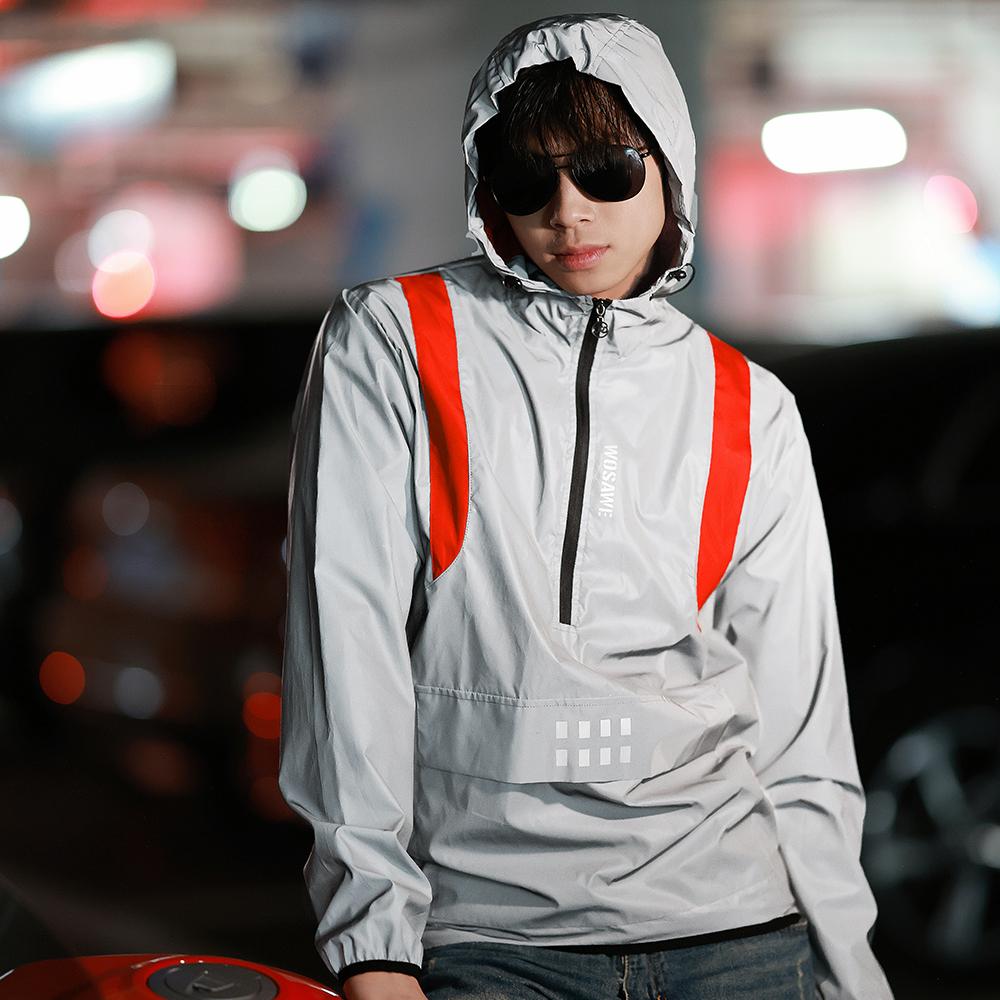 Wosawe Unisex cyklistická bunda s kapucí Windbreaker Outdoorový sportovní kabát na kolo Větruodolná bunda na kolo