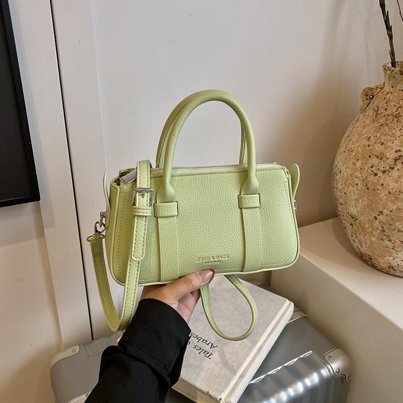 Pu Color Solid Small Crossbody Handbag Women Inner Pouch Zipper Top Bags Travel