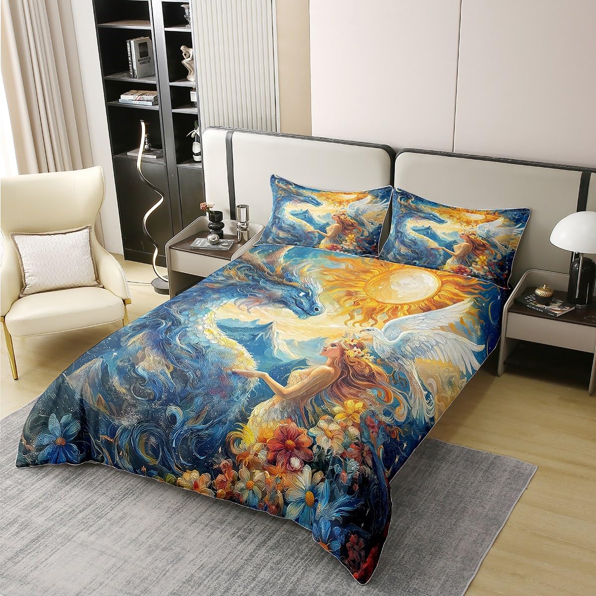 

Счастливого Хэллоуина Триповый Модный Пододеяльник Комплект Постельного Белья для Девочек и Мальчиков, Камуфляжный Геометрический Абстрактный Пододеяльник 3 шт. Без Одеяла EU Single(135x200cm)