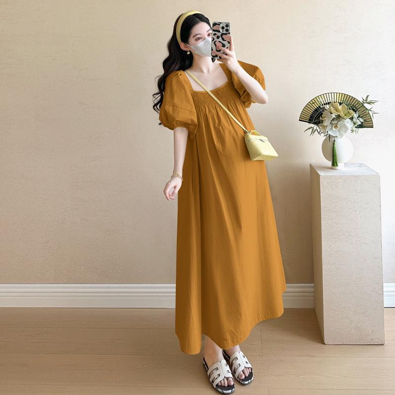 

2026 Summer Princess Style Puff Sleeve Maternity Dress - High Quality, Loose Fit 2XL