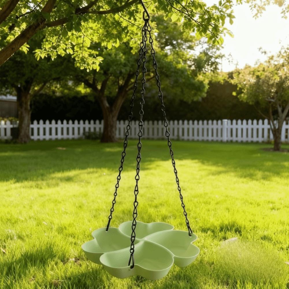 Flower Shaped Hanging Bird Feeder Large Capacity Durable Bird Feeding Tray Adjustable Chain Multipurpose Hummingbird Feeder