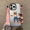 Cartoon Cool Skateboard Bear Laser Phone Case for IPhone 17 14 15 16 Pro Max Plus 12 13 Mini 11 Pro Max 17 Air Shockproof Covers
