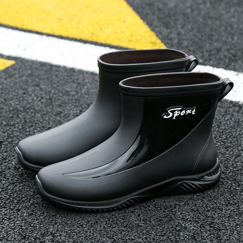 Waterproof Shoes Men's Rain Shoes Fashion Short Tube Thickened Warm Rubber Shoes Work Non-slip Short Rain Shoes Fashion