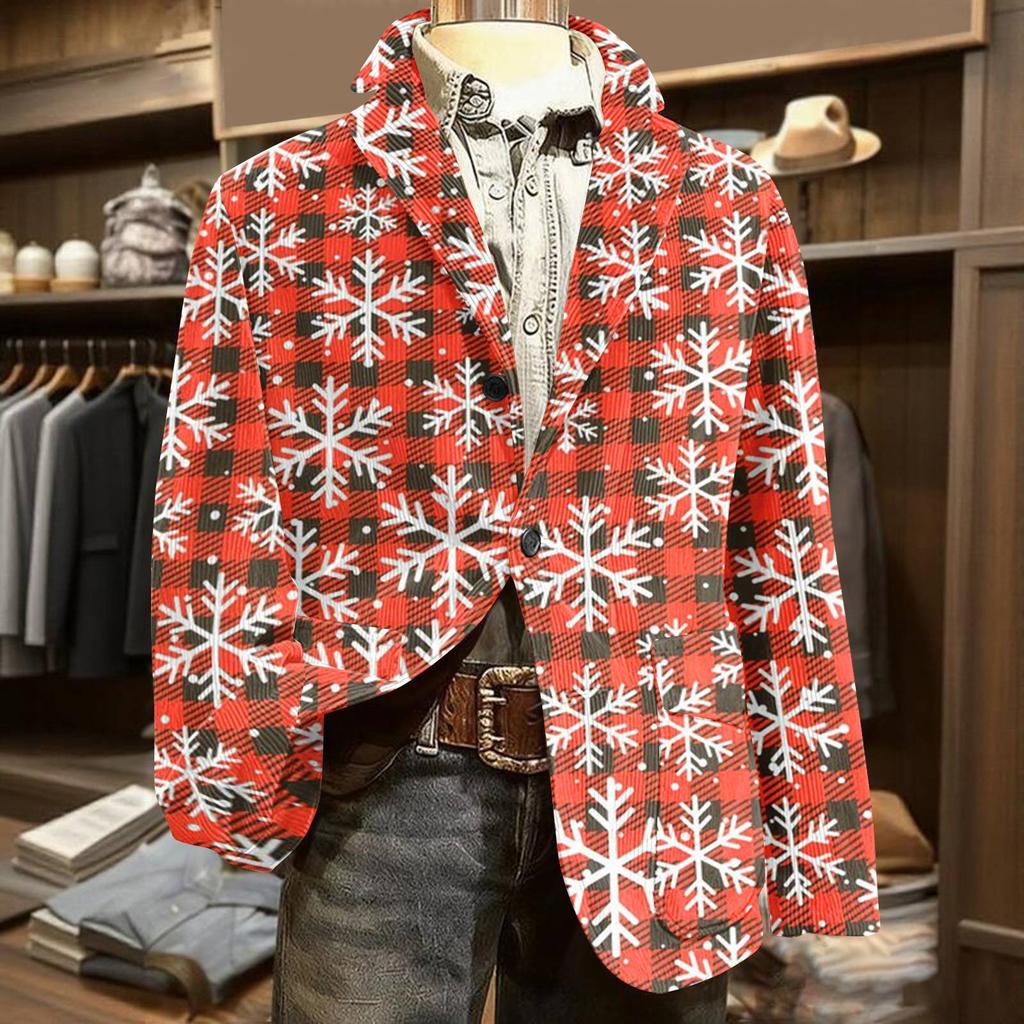 Men's Ugly Christmas Corduroy Warm Pocket Suit Jacket Cardigan Men's Casual Suit