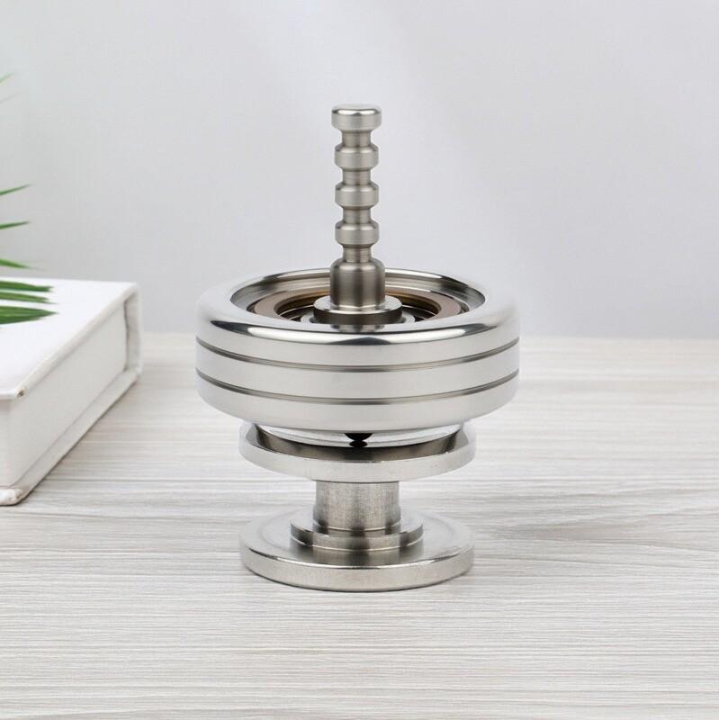 Metal 2-in-1 Gyroscope Rotator Stainless Steel Anti-Pressure Metal Rotating Top Anxiety Fidget Toy Adult & Children's Gift