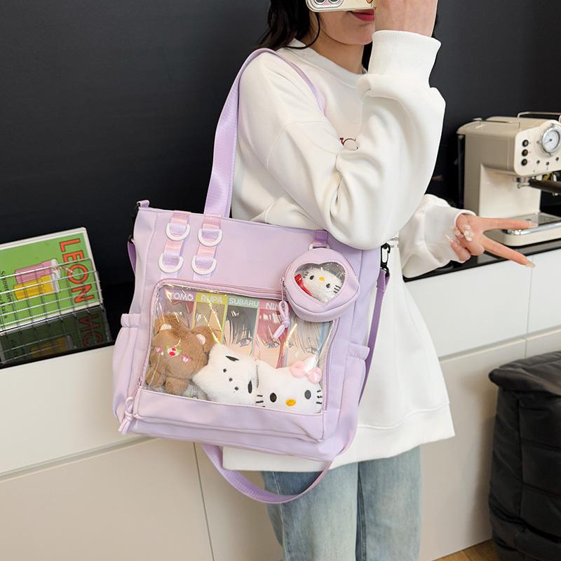 Large Capacity Clutter Bag Transparent Nylon Shoulder Bag Women's Tote Bag
