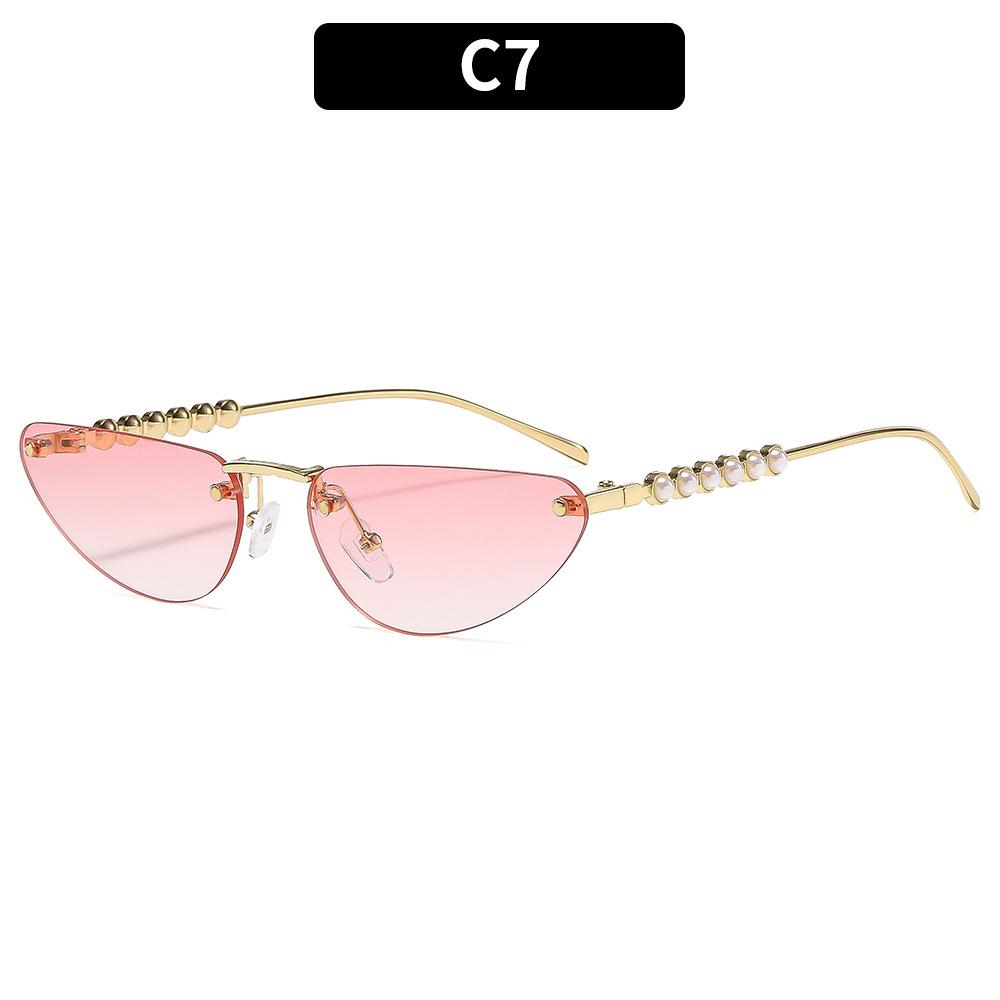 Women's Sunglasses, Triangular Cat Eye Sunglasses, Rimless Sunglasses.