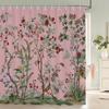 Tenda Doccia Motivo Fiori e Uccelli 3D Paravento Bagno Tessuto Impermeabile Decorazione Bagno 240X180cm Con Ganci Tende Doccia