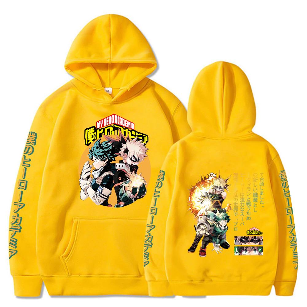 Hot Anime My Hero Academia Bakugou Katsuki And Midoriya Izuku Print Hooded Men Women Hoodies Harajuku Sweatshirt Male Streetwear