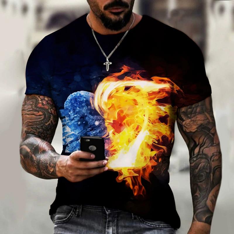 3D Digital Print T-shirt, Teenage Men's Short-sleeve Top, Versatile and Breathable