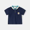 Boys Summer Short Sleeve POLO Shirt Belly Cover Stand-Up Collar Top Children's Baby Cotton Cartoon Thin T-Shirt