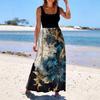 Ladies' floral print summer casual and fashionable sleeveless long dress