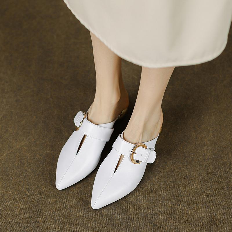 2024 Summer Fashion New Muller Shoes Women Buckle Fashion Station Baotou Slippers Half-supported Outdoor Sandals Fashion Shoes