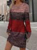 Spring and autumn round neck contrasting long sleeved casual and comfortable dress