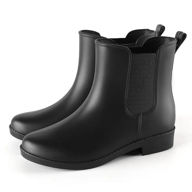 Booties Women Rain Boots Slip-on Waterproof Non-slip Rubber Shoes Adult Water Shoes 2024 New Fashion Chelsea Rainboots Woman