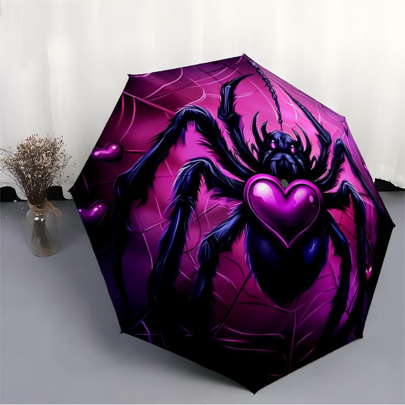 1pc Spider Web Automatic Folding Umbrella   Compact 8 Rib Design, Durable Iron Frame for Travel, Outdoor,  A0920114
