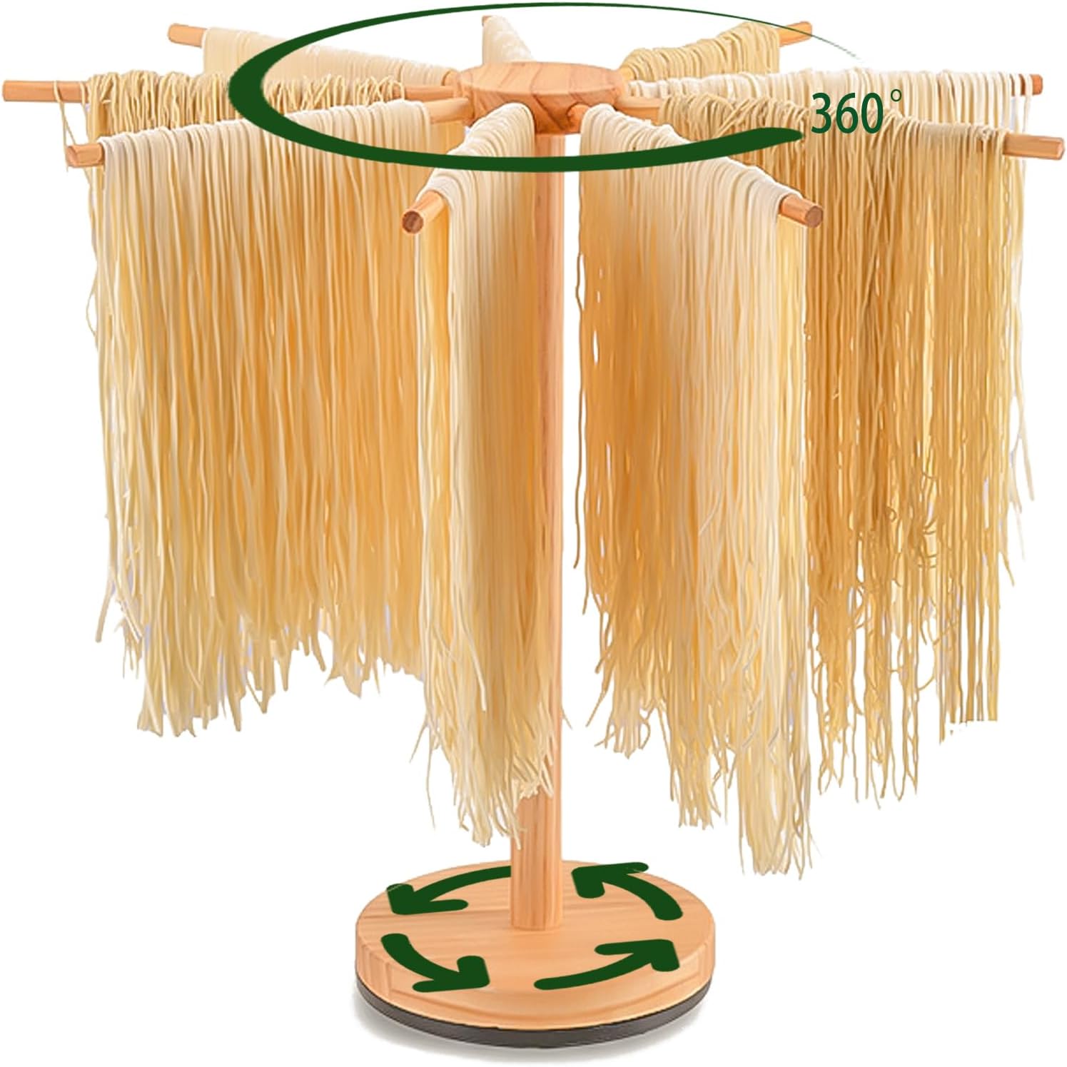 Вращающаяся сушилка для пасты, новая большая деревянная сушилка для пасты 2025 года, складная, с 9 перекладинами, легкая для переноски, складная деревянная стойка для сушки пасты для свежести