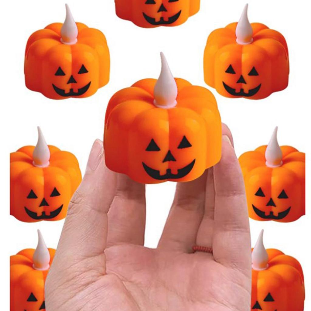 24pcs LED Pumpkin Lights Ghost Face Spider Web Decor Home Decorations Electronic Flameless Pumpkin T