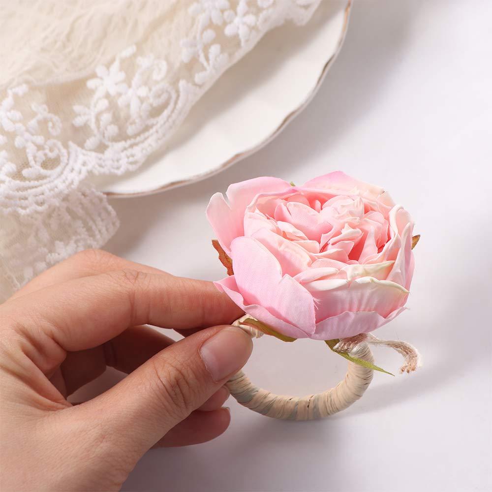 Romance Simulation Rose Napkin Rings Plastic Napkin Buckles  For Wedding Mother's Day Party